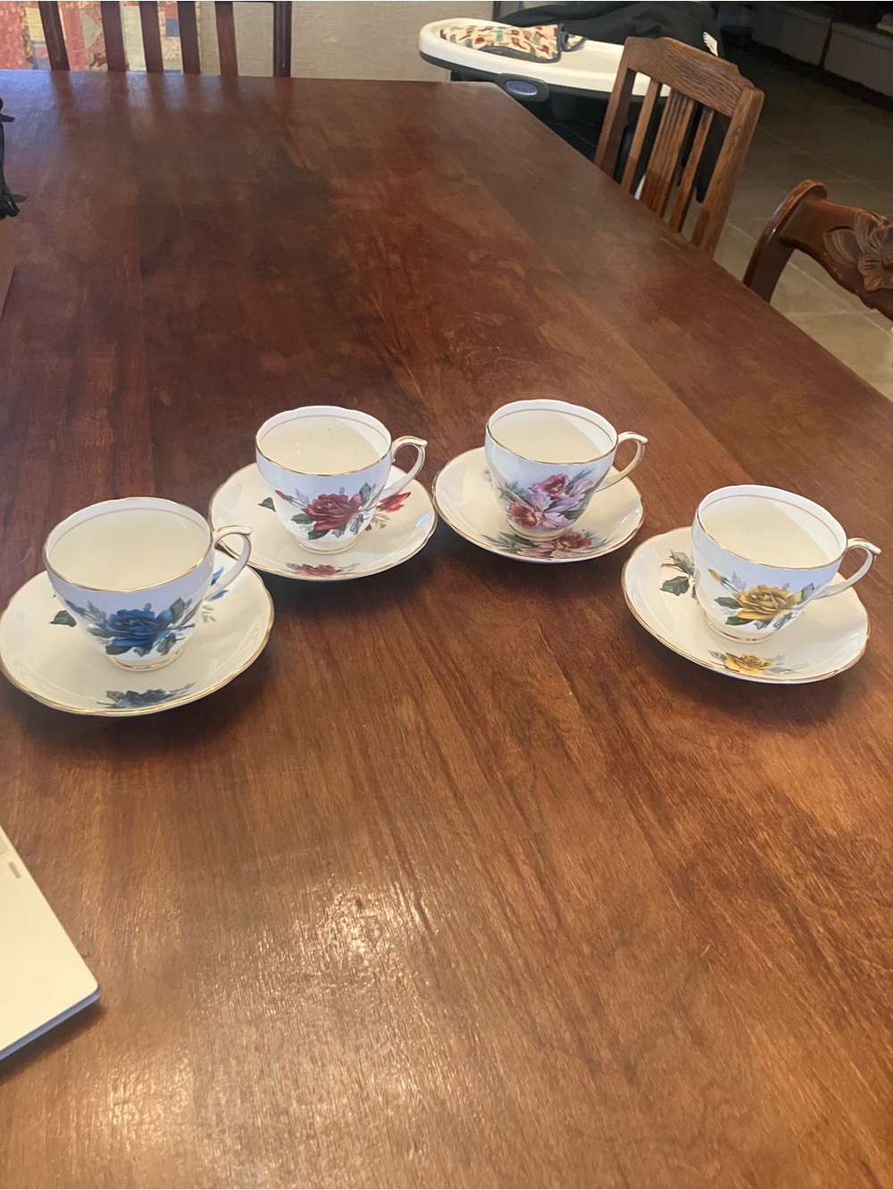 Duchess Fine Porcelain Teacup and Saucer Set with Floral Accents - Multi-Color